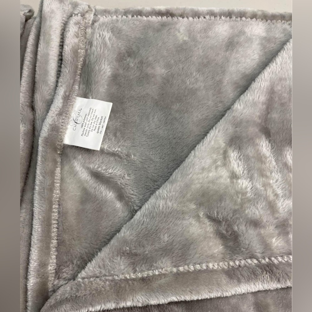 Soft Gray Faux Fur Blanket